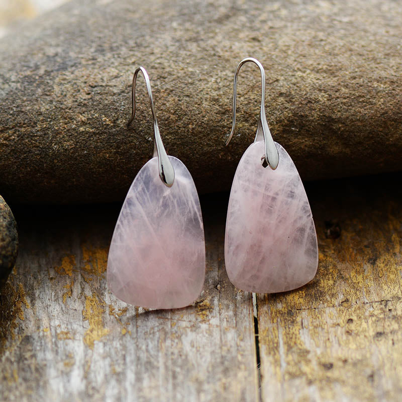 Buy Rose Quartz Handmade Circle Design Caps Link Light Pink Gemstone  Personalized Dangle Earrings For Women & Girls Rose And Yellow Gold Plated  Minimalist Designer Earrings at Amazon.in